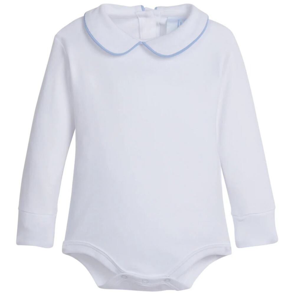 Little English Baby Boys Light Blue Piped Peter Pan Romper Size 9M